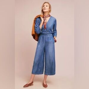 Anthropologie Cloth & Stone Denim Wide leg Jumpsuit